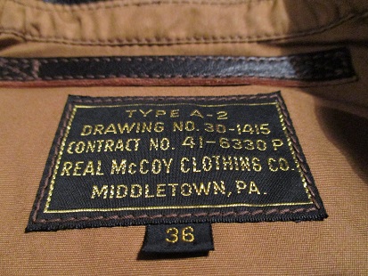 TYPE A-2 REAL McCOY MFG. CO.
